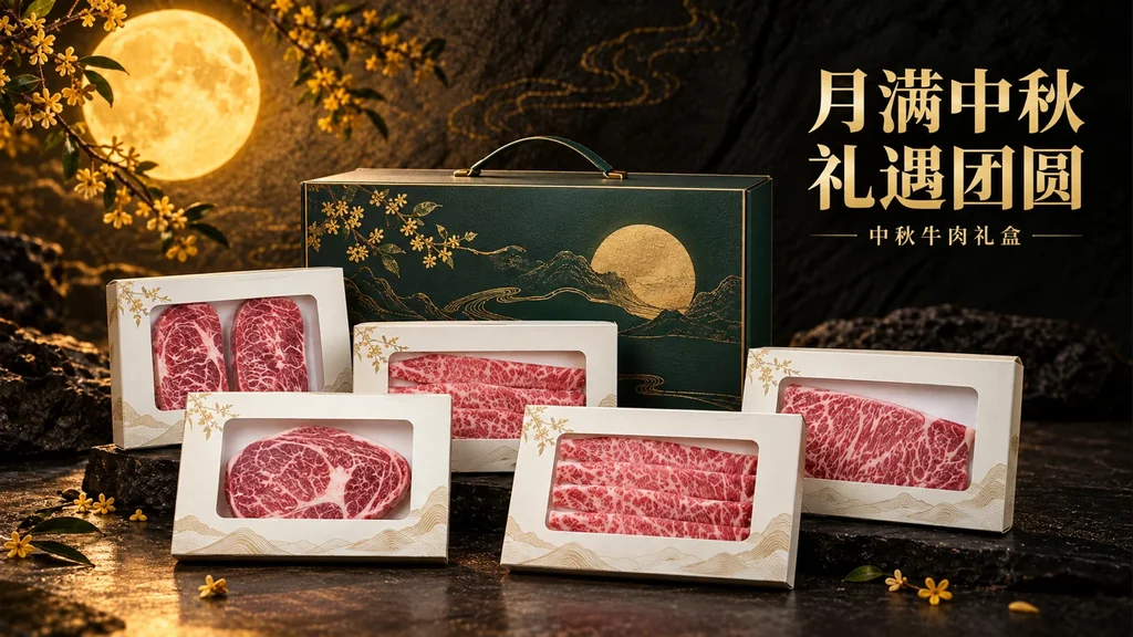 中秋牛肉礼盒 AI 创意主视觉